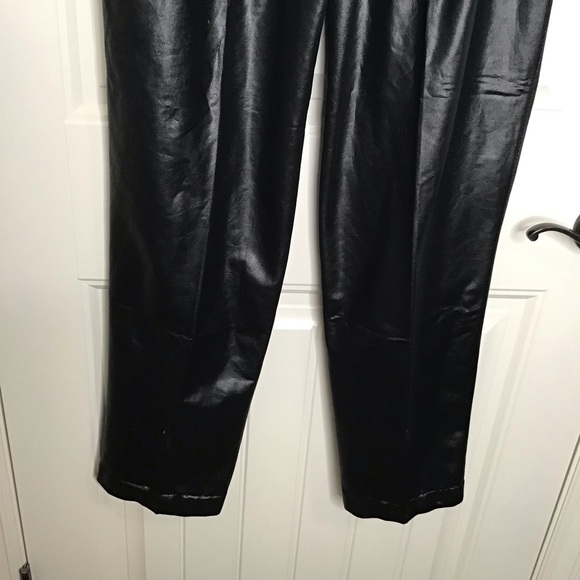 NWT Vintage Dead Stock Leather Look Polyester Black High Rise Pants. - Picture 6 of 9
